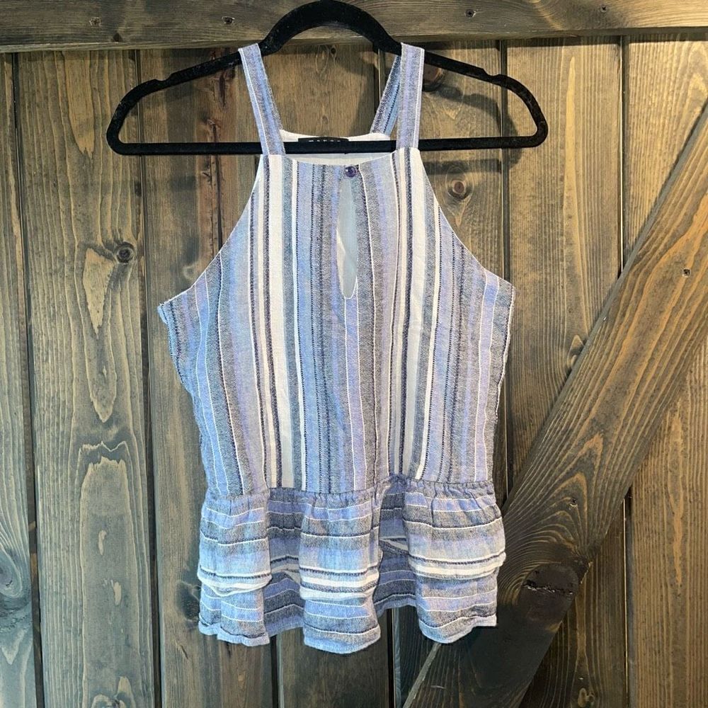 Maven West Linen Ruffled Top